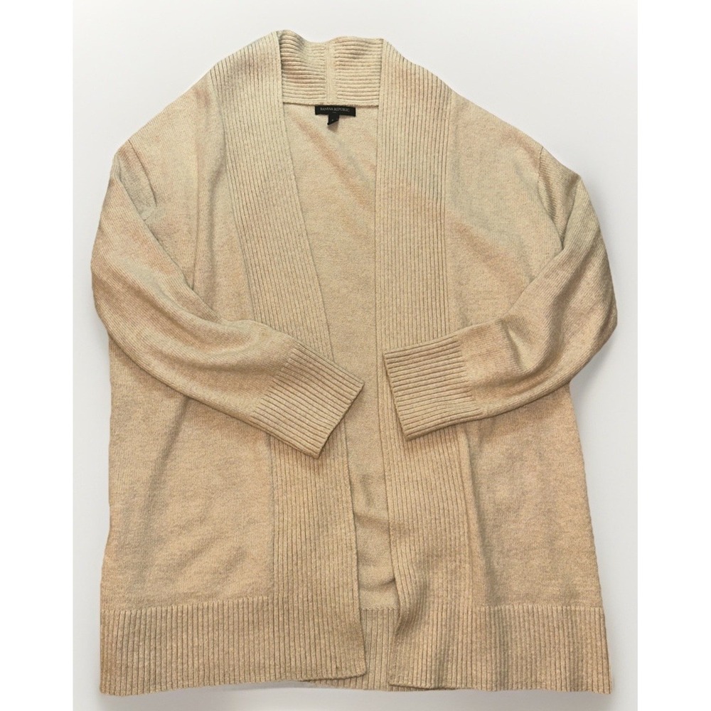 Vintage Banana Republic Tan Cardigan Wool Cotton Blend Women's Size M Nice